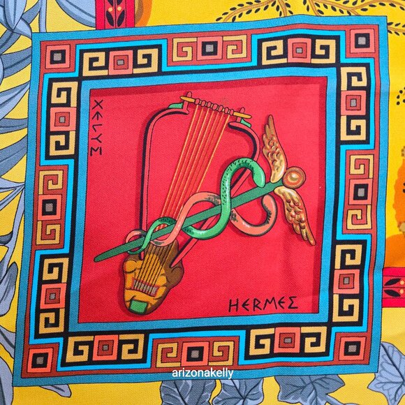 Hermès Silk Scarf Musique des Dieux Ancient Greece Greek Music Dance Hand-rolled - Picture 6 of 16